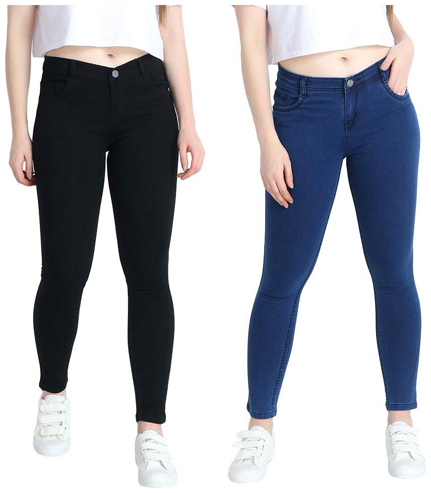 

Inispire2Fashion Women Black Blue Slim fit Jeans