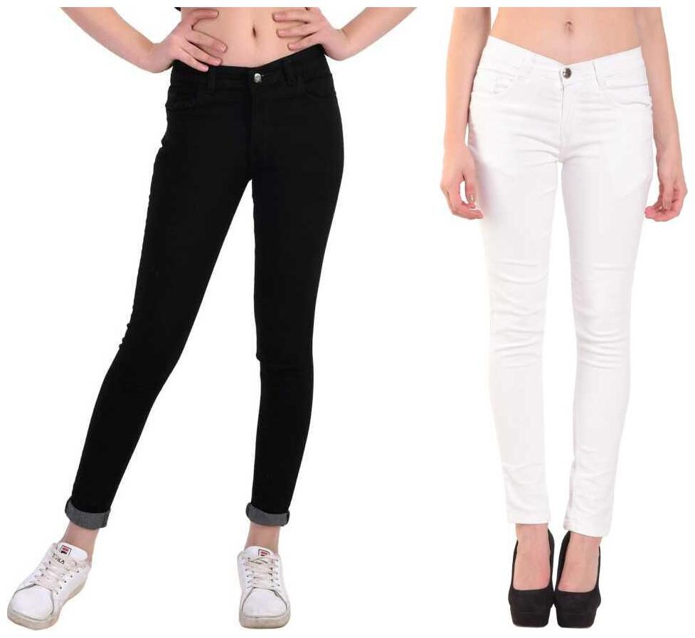 

Inispire2Fashion Women Black White Slim fit Jeans