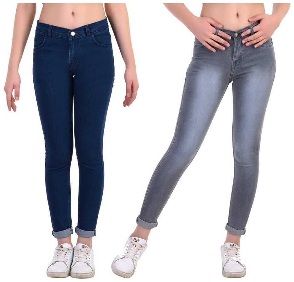 

Inispire2Fashion Denim Solid Navy Blue Grey Jeans Women
