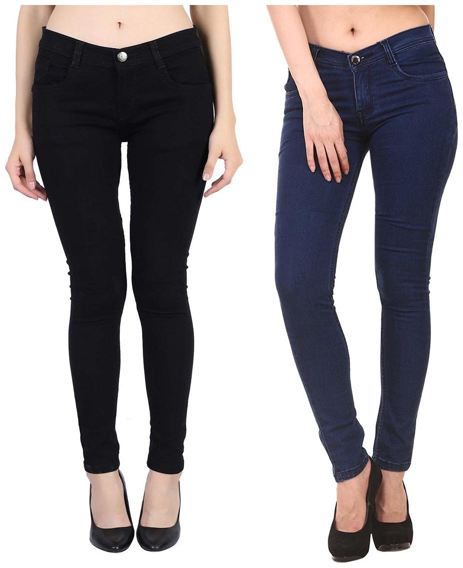 

Inispire2Fashion Women Black Blue Slim fit Jeans