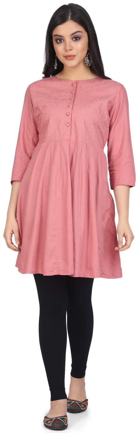 

Inkkr Cotton Pink Kurti For Women