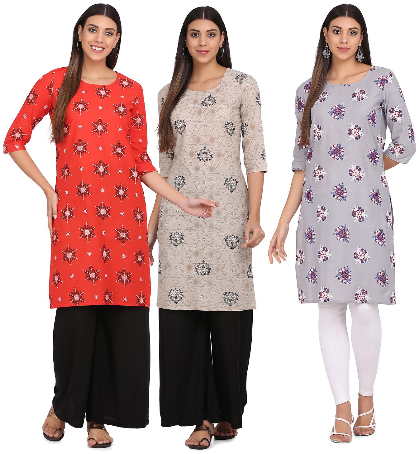 

Inkkr Women Multi Printed Straight Kurti