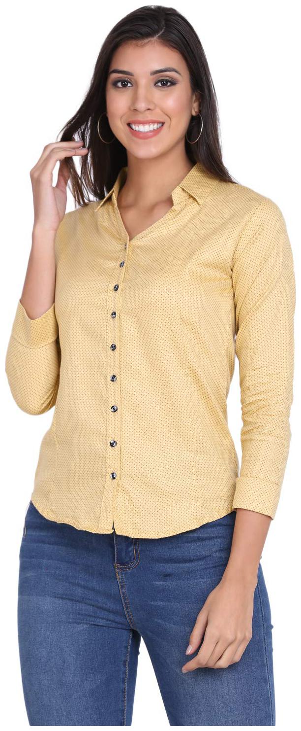 

Inkkr Women Cream Polka Dots Regular Fit Shirt