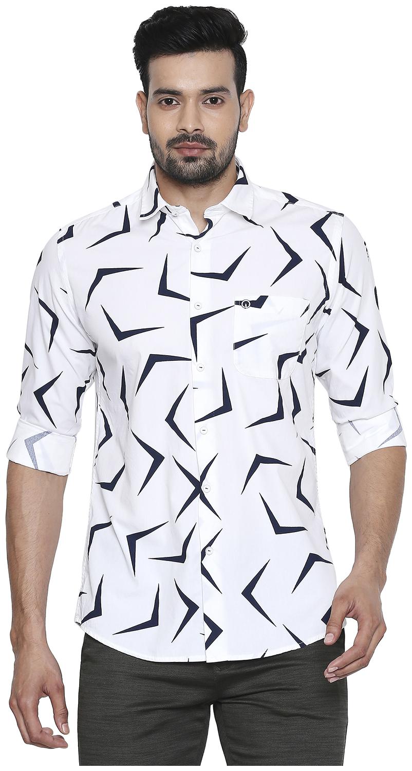 

Integriti Men White Printed Slim Fit Casual Shirt