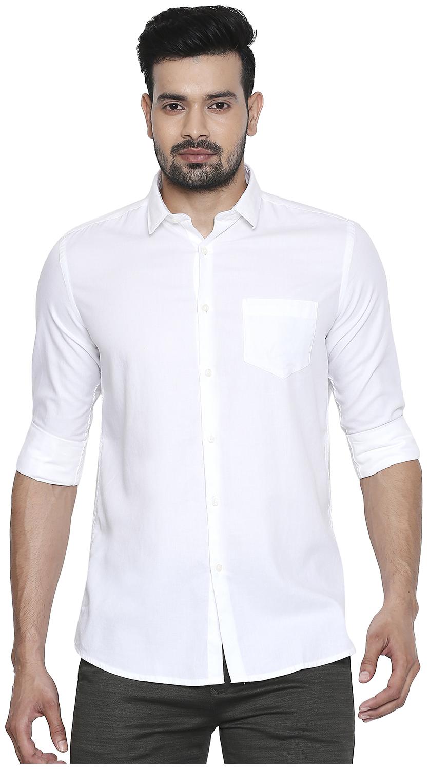 

Integriti Men White Solid Slim Fit Casual Shirt