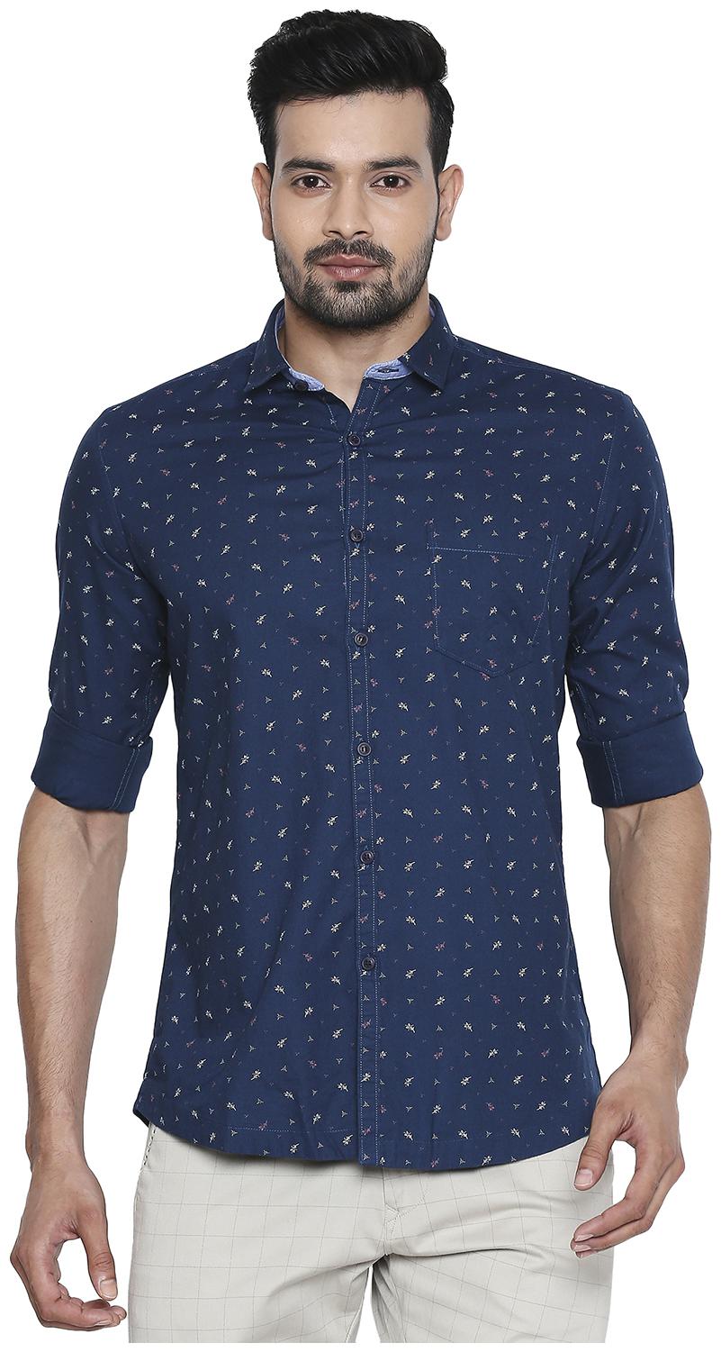 

Integriti Men Blue Printed Slim Fit Casual Shirt