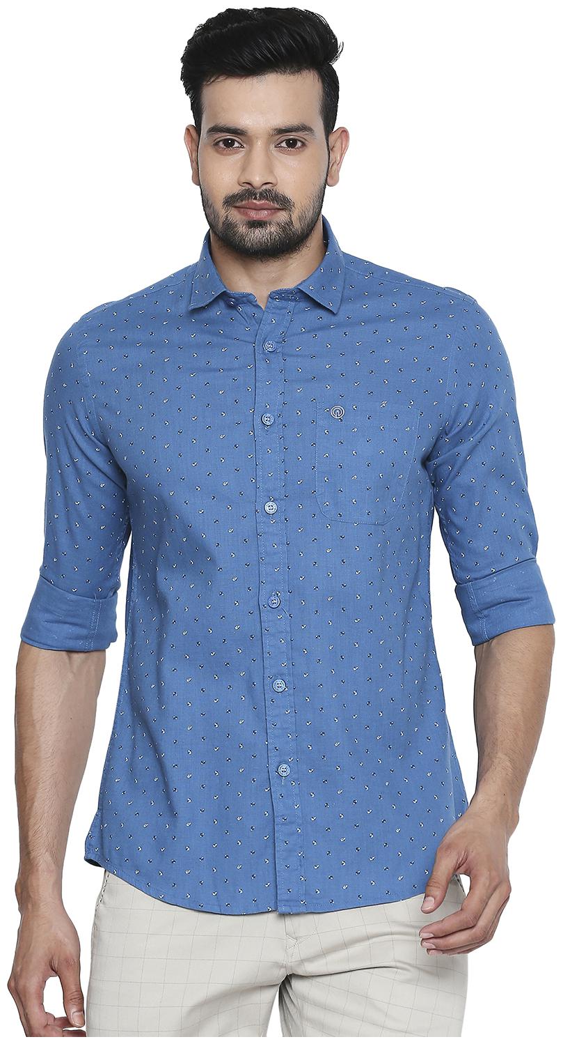 

Integriti Men Blue Printed Slim Fit Casual Shirt