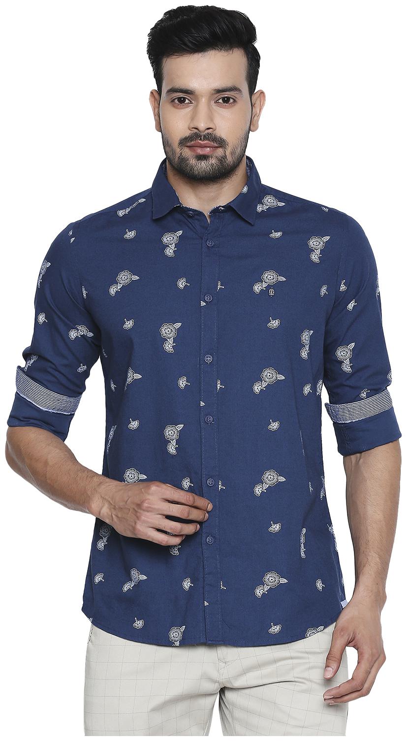

Integriti Men Blue Printed Slim Fit Casual Shirt