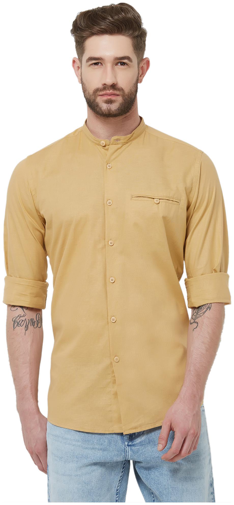 

Integriti Men Beige Solid Slim Fit Casual Shirt