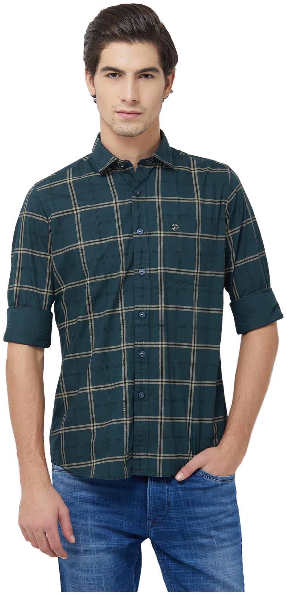 

Integriti Men Green Checked Slim Fit Casual Shirt
