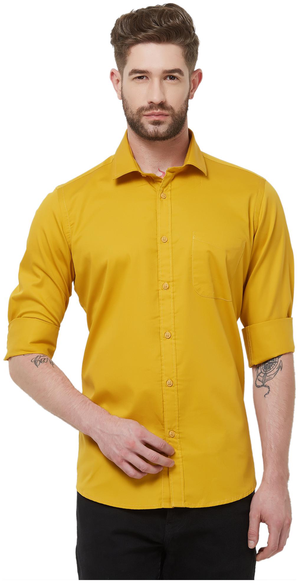 

Integriti Men Yellow Solid Slim Fit Casual Shirt