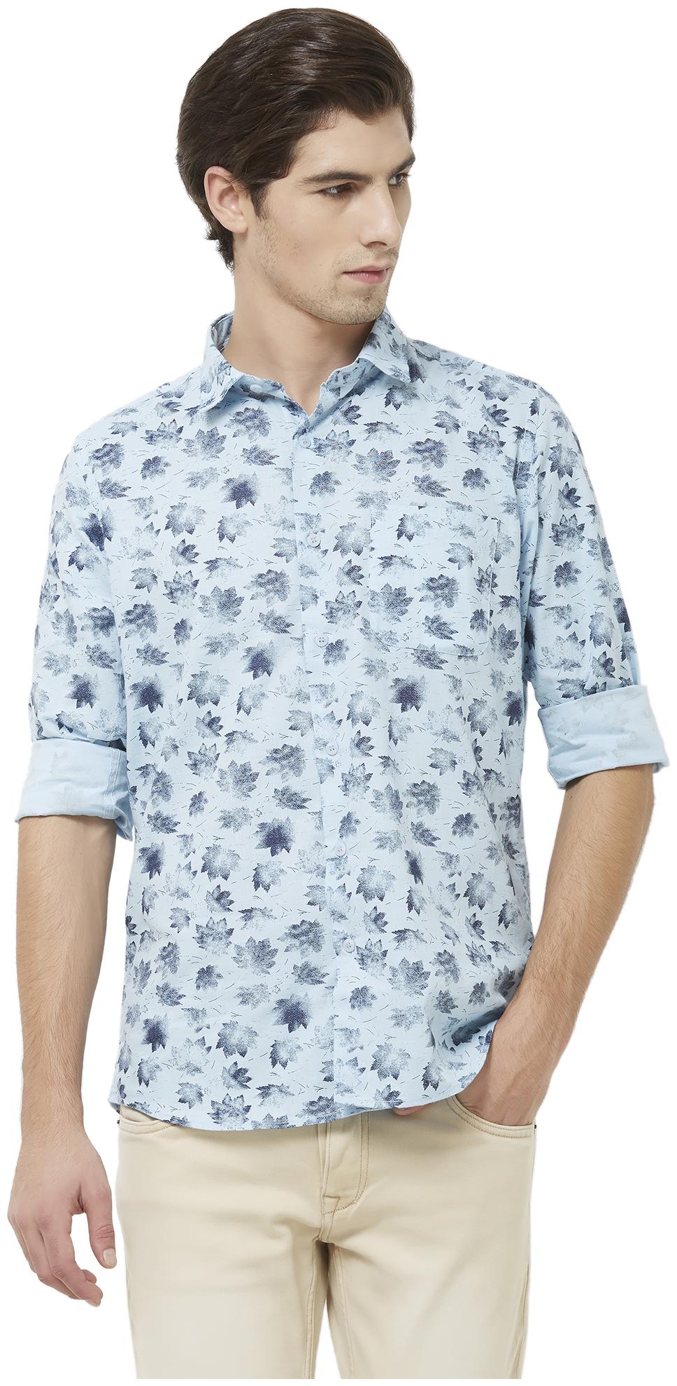 

Integriti Men Blue Printed Slim Fit Casual Shirt