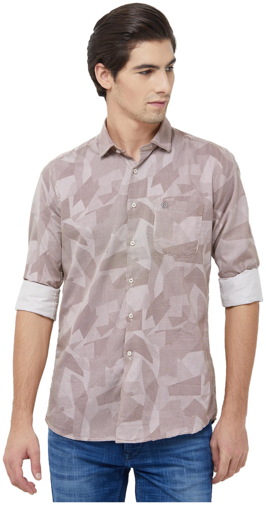 

Integriti Men Beige Floral Slim Fit Casual Shirt