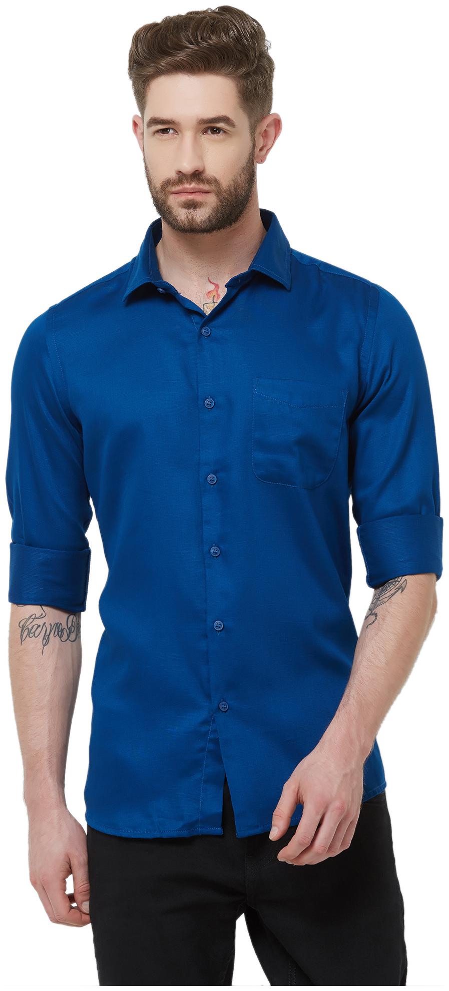 

Integriti Men Blue Solid Slim Fit Casual Shirt
