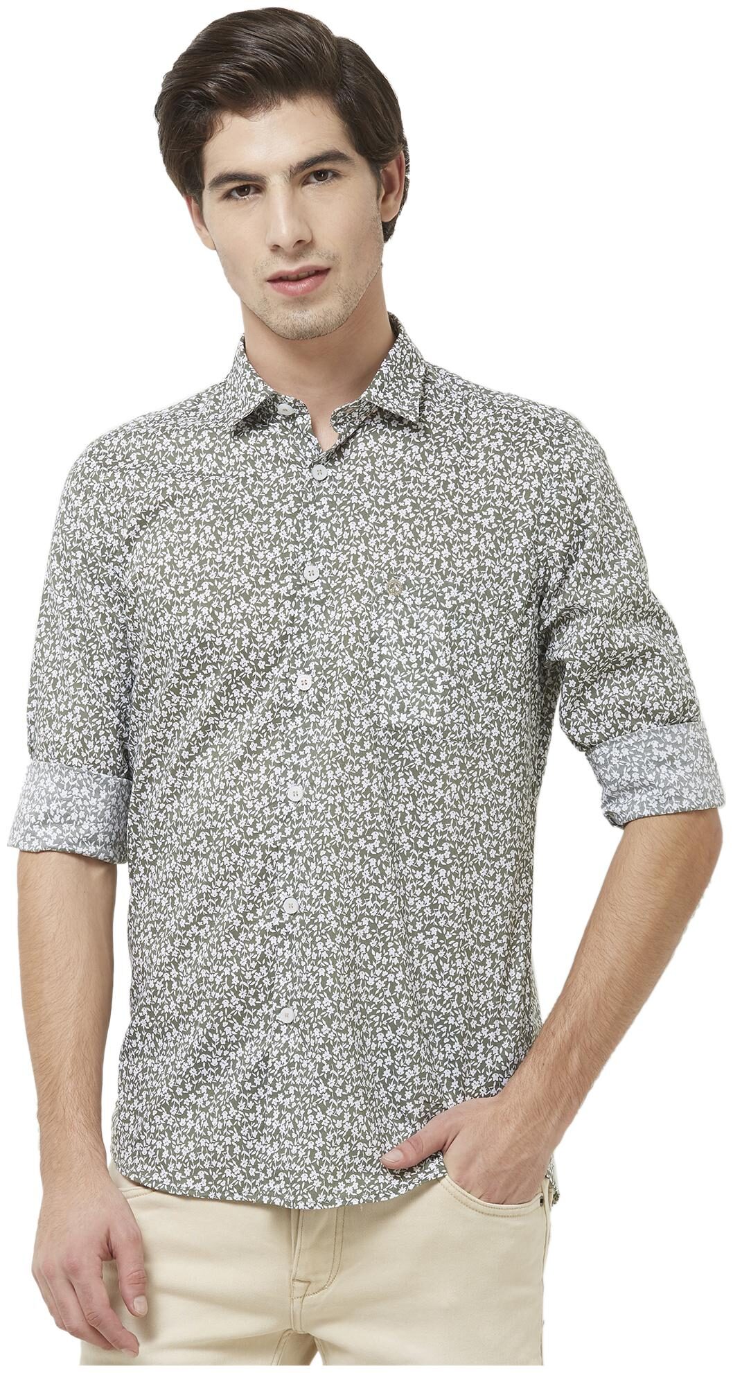 

Integriti Men Green Printed Slim Fit Casual Shirt