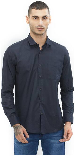 Integriti Men Black Solid Slim Fit Casual Shirt
