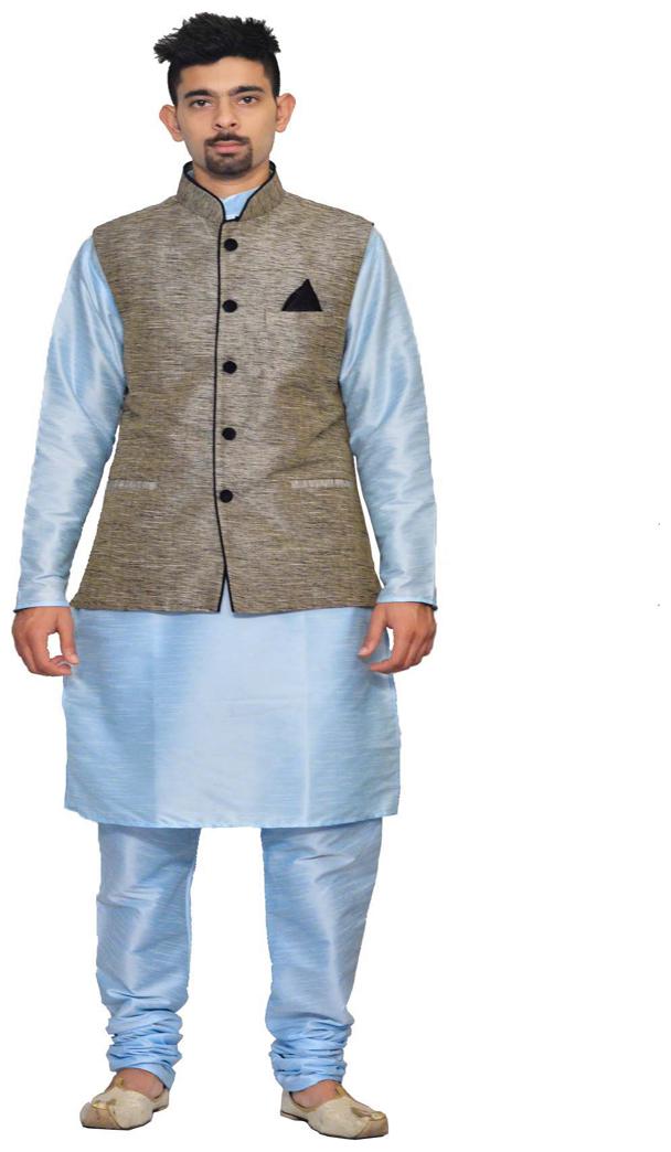 

Inyour Blue Solid Kurta and Pyjamas With Jacket