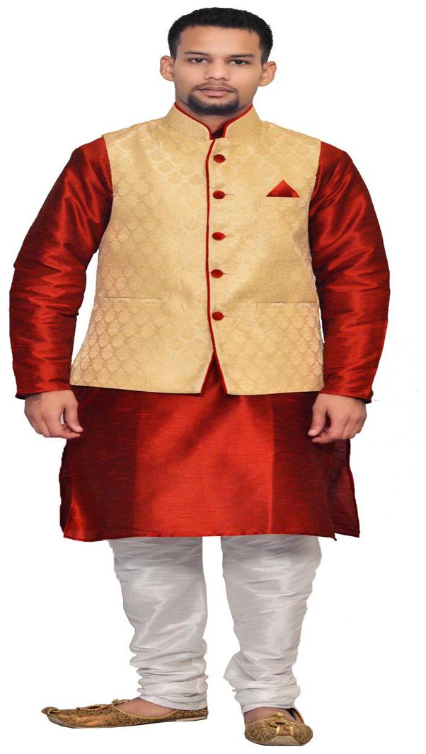 

Inyour Red Printed Kurta and Pyjamas With Jacket