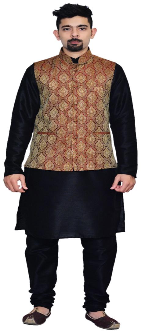 

Inyour Black Printed Kurta and Pyjamas With Jacket