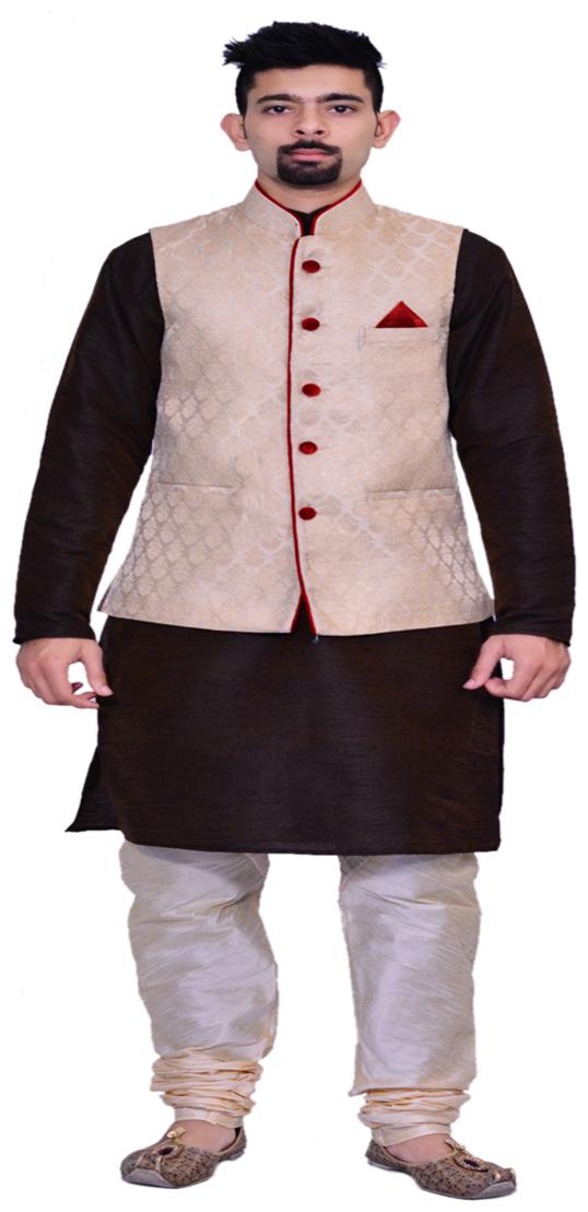 

Inyour Brown Printed Kurta and Pyjamas With Jacket