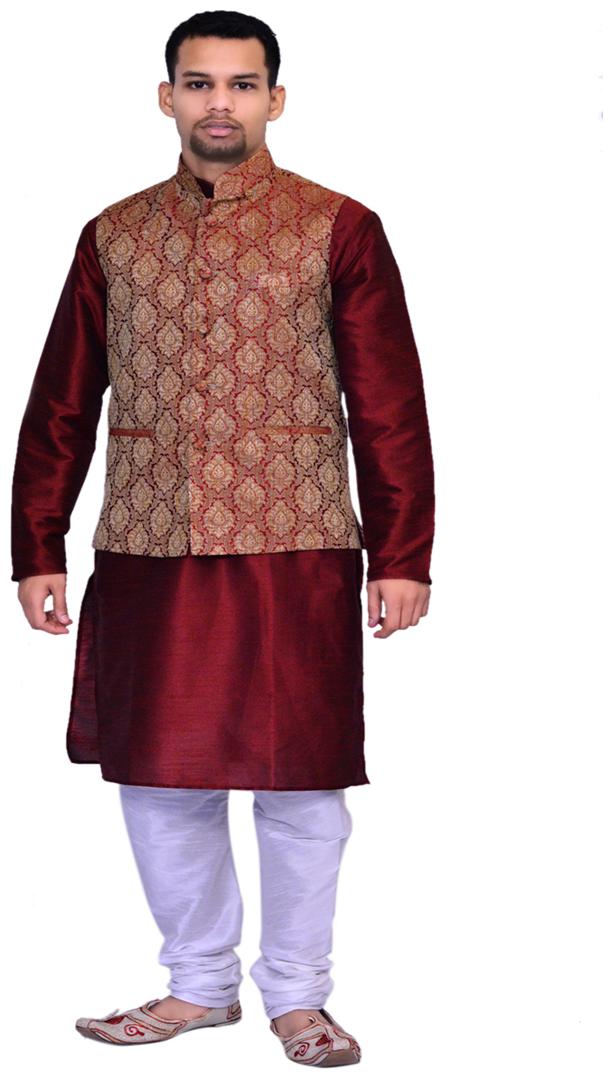

Inyour Maroon Printed Kurta and Pyjamas With Jacket