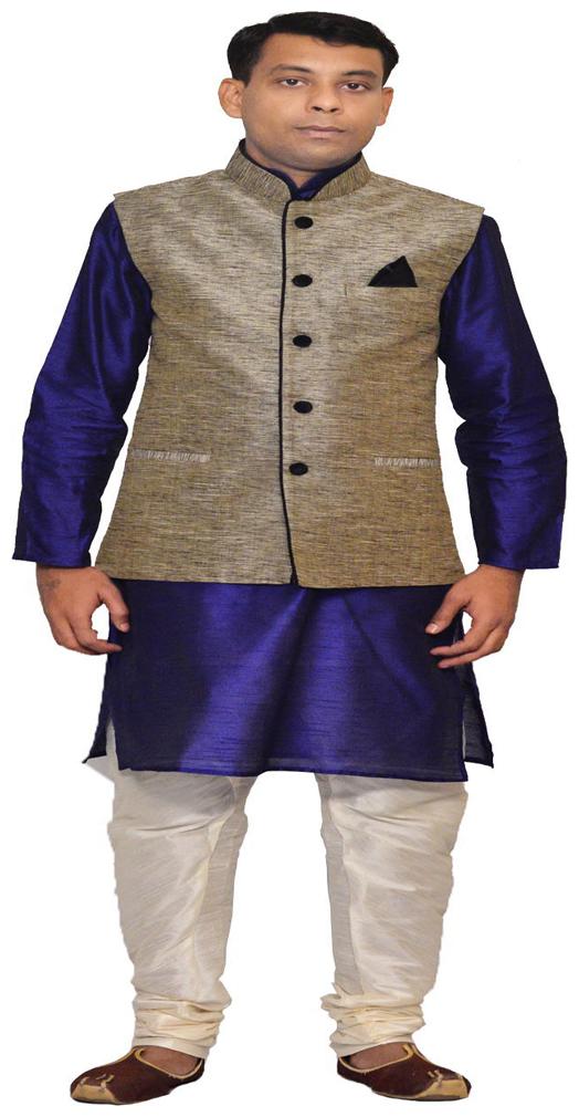 

Inyour Blue Solid Kurta and Pyjamas With Jacket
