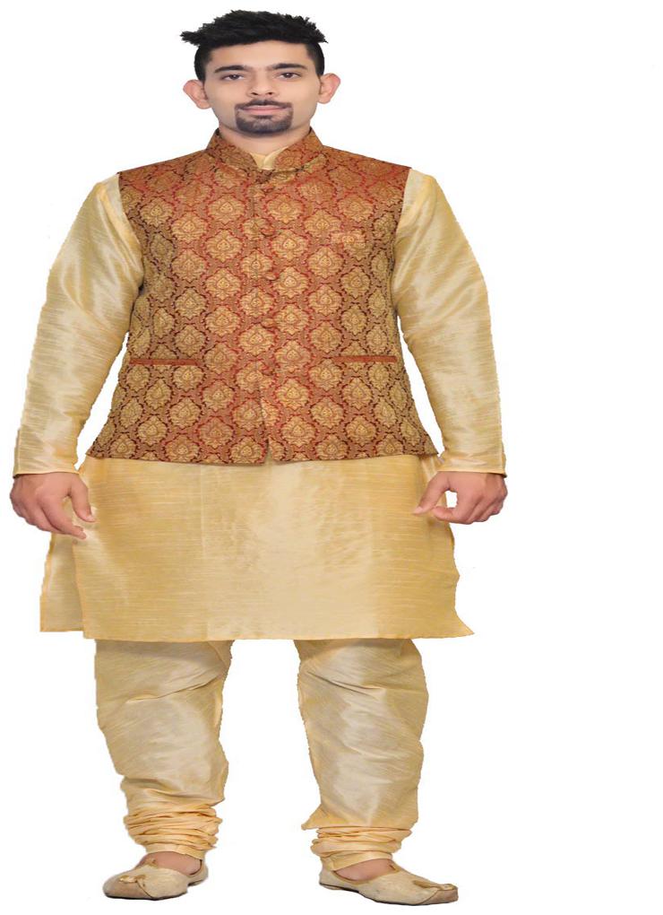 

Inyour Gold Printed Kurta and Pyjamas With Jacket