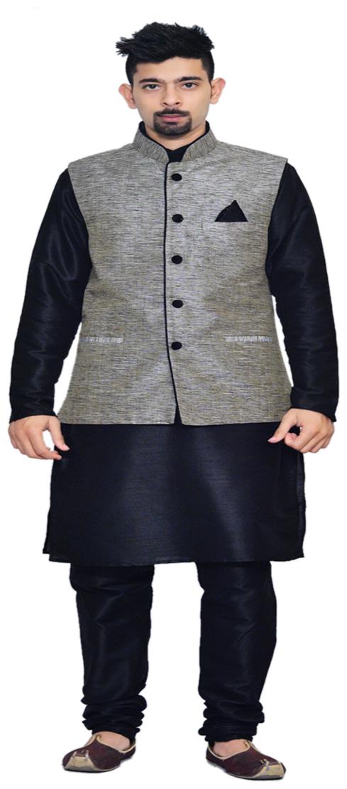 

Inyour Black Solid Kurta and Pyjamas With Jacket