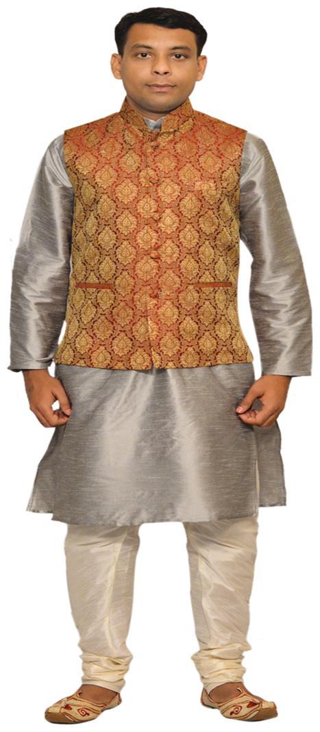 

Inyour Silver Printed Kurta and Pyjamas With Jacket