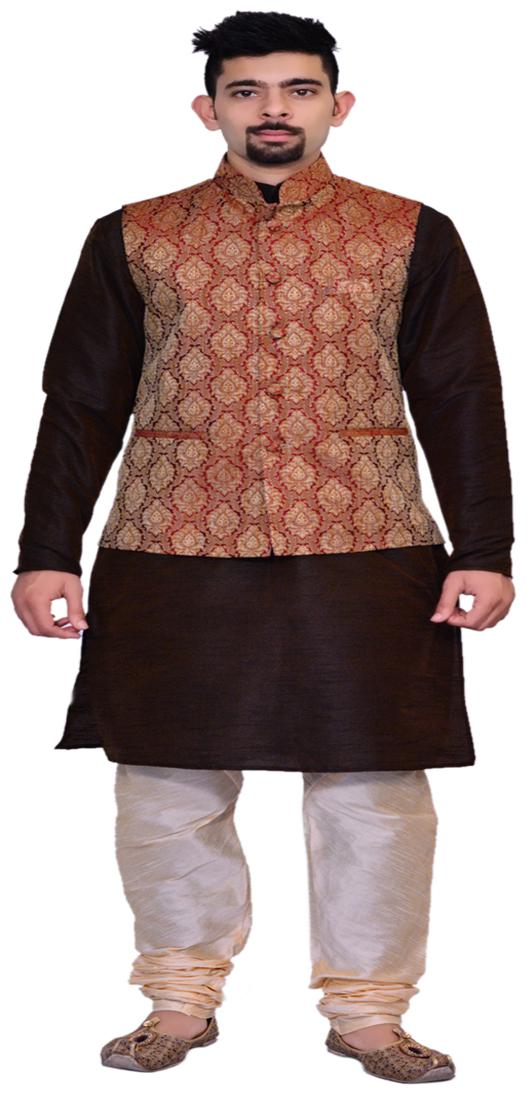 

Inyour Brown Printed Kurta and Pyjamas With Jacket