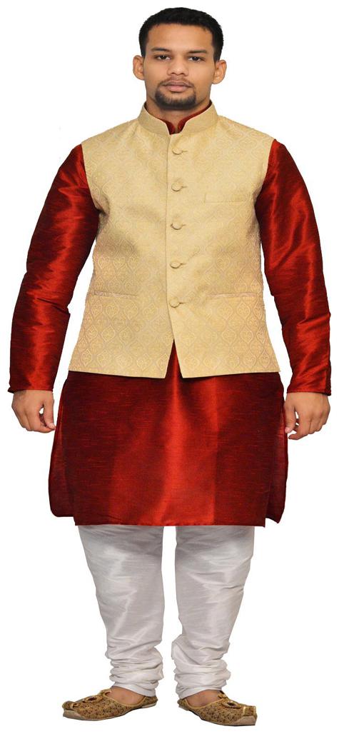 

Inyour Red Printed Kurta and Pyjamas With Jacket