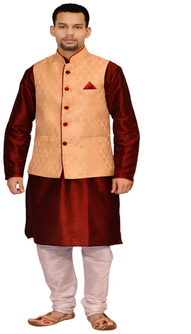

Inyour Maroon Printed Kurta and Pyjamas With Jacket