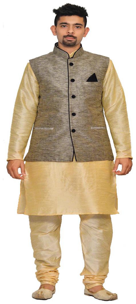 

Inyour Gold Solid Kurta and Pyjamas With Jacket