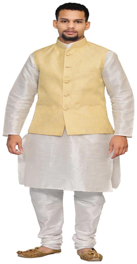 

Inyour White Printed Kurta and Pyjamas With Jacket