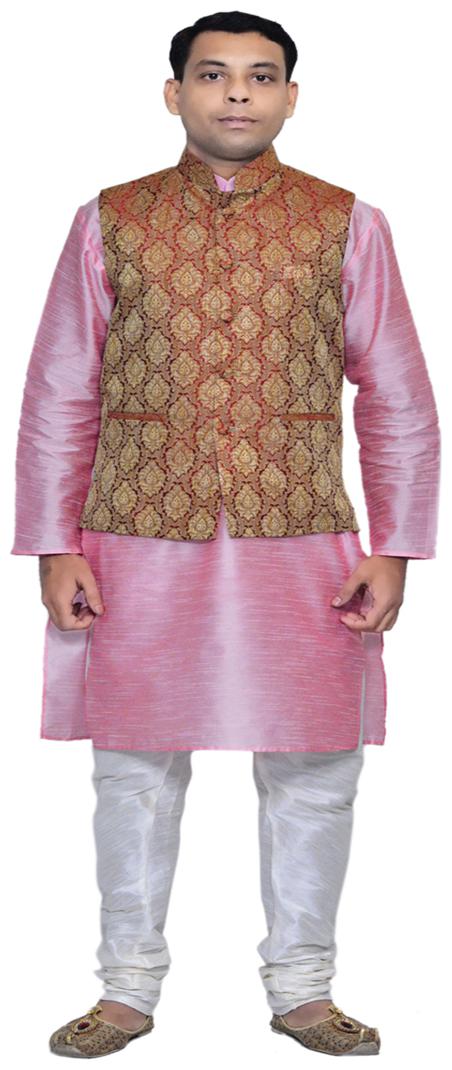 

Inyour Pink Printed Kurta and Pyjamas With Jacket
