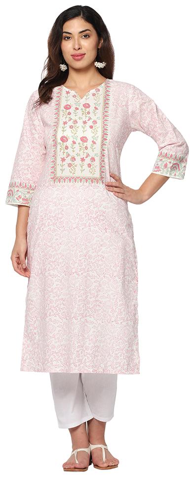 

IRIS FASHIONS Women Pink Floral Straight Kurta