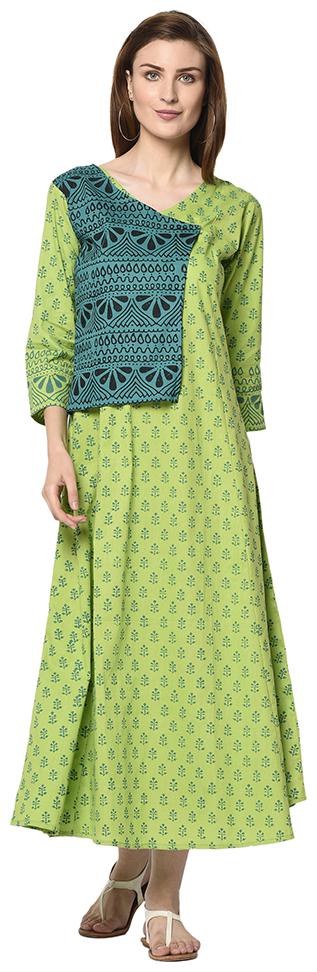 

IRIS FASHIONS Women Green Printed Anarkali Kurta