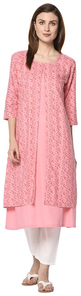 

Iris Fashions Women Rayon 3 4Th Sleeves Regular Fit Kurta (Peach)