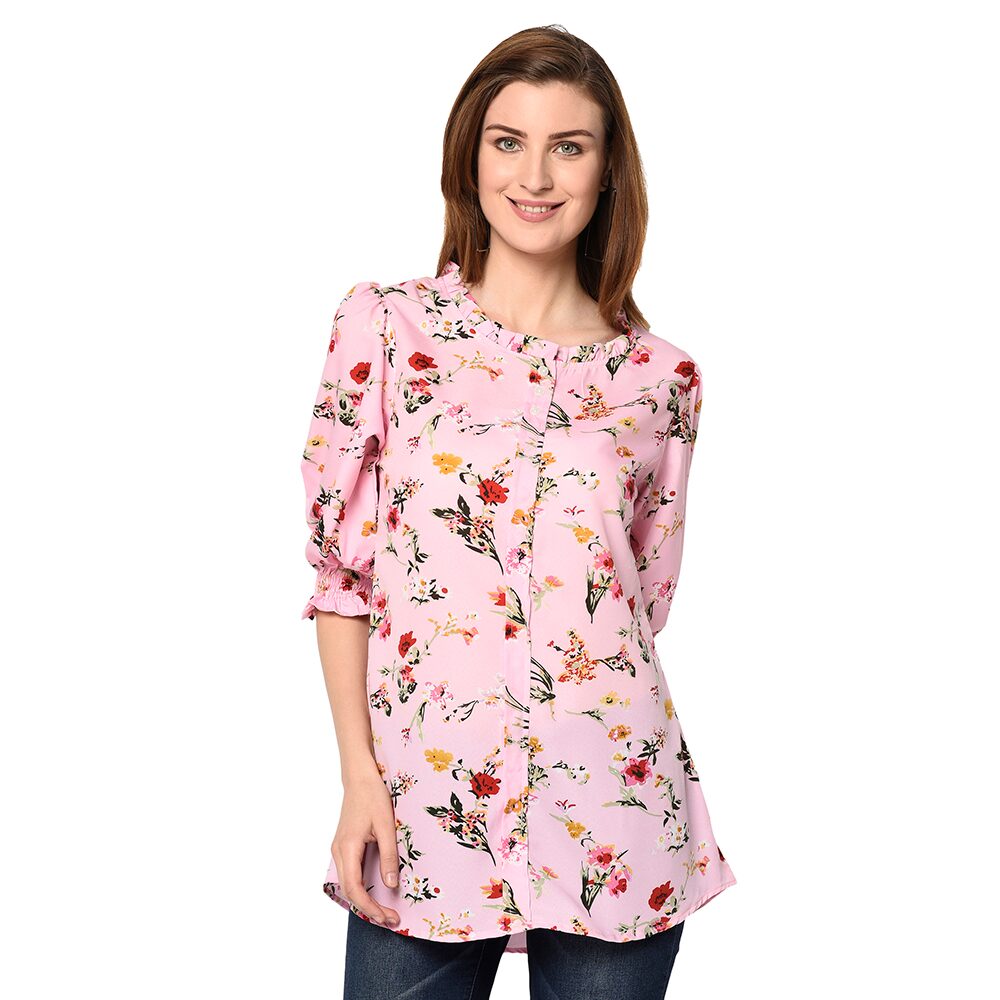 

IRIS FASHIONS Women Floral Regular top - Pink