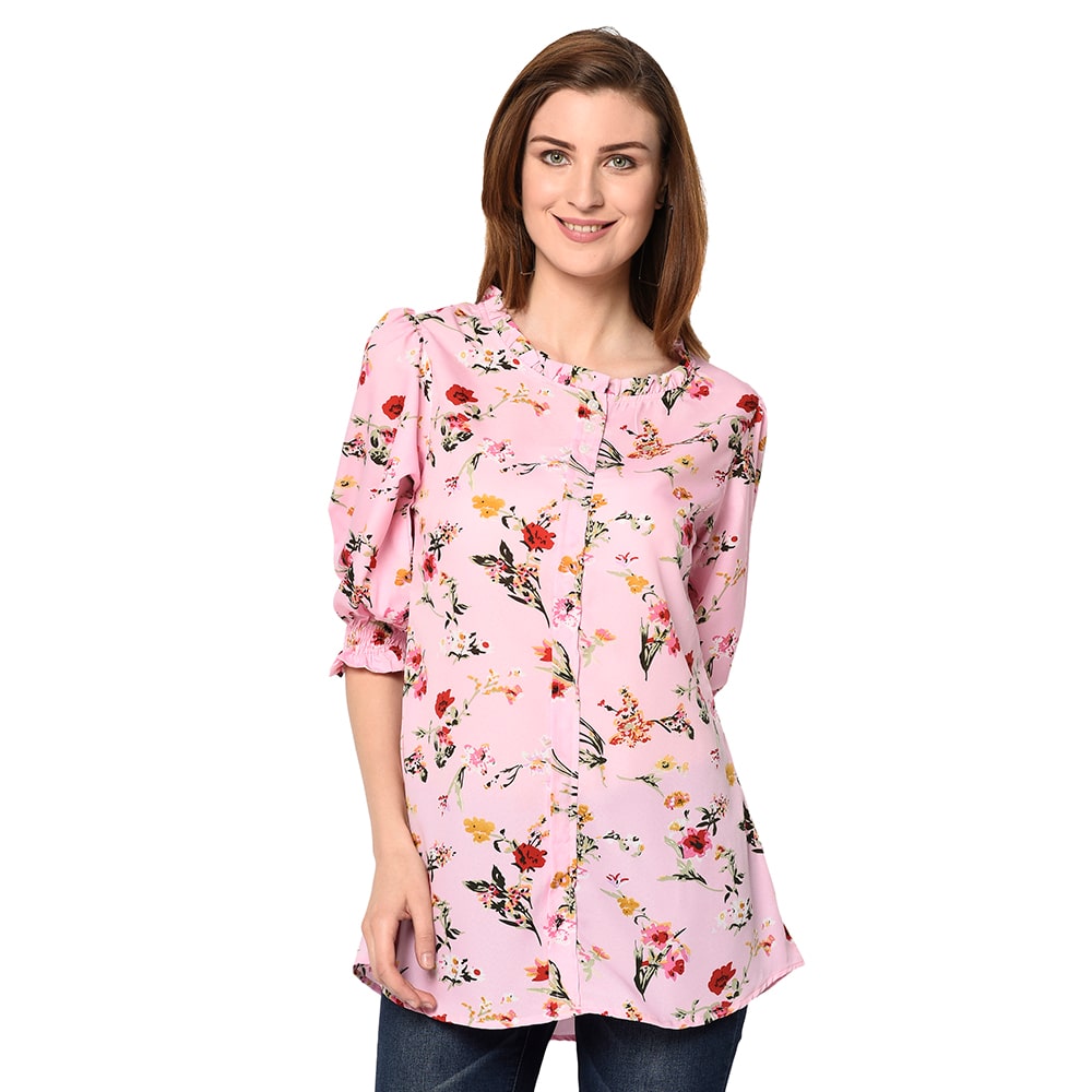 

IRIS FASHIONS Women Floral Regular top - Pink