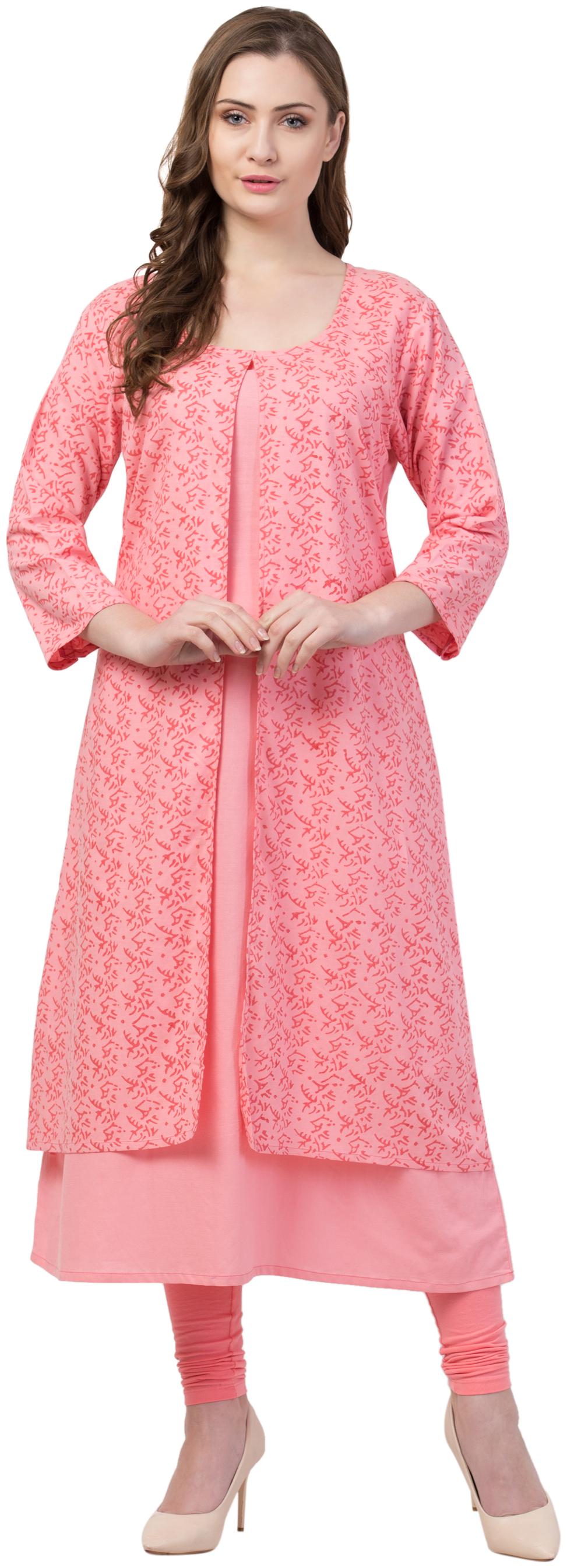 

IRIS FASHIONS Women Peach Printed Anarkali Kurta