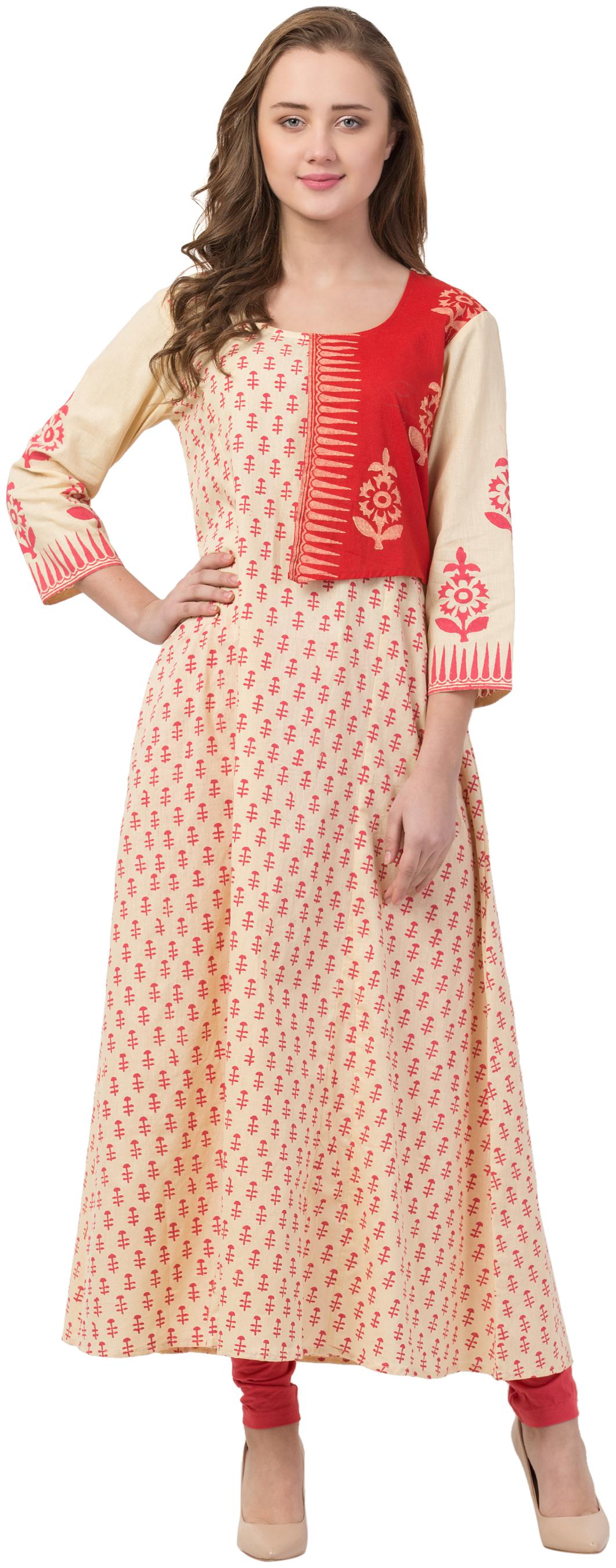 

IRIS FASHIONS Women Beige Printed Anarkali Kurta