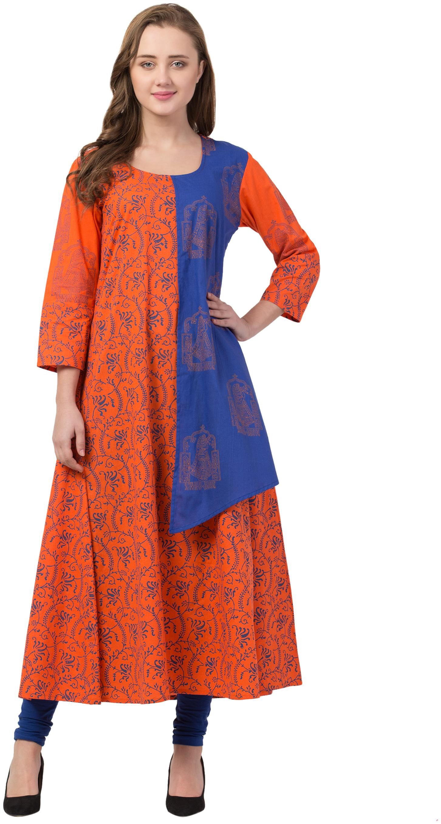 

IRIS FASHIONS Women Orange Printed Anarkali Kurta