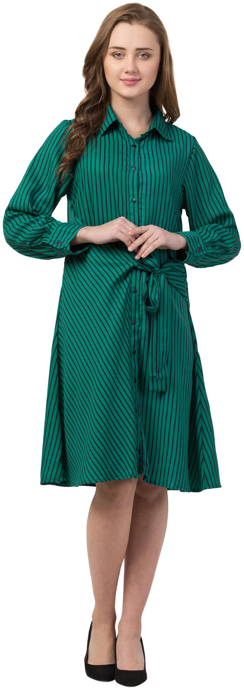 

Iris Fashions Women Striped A Line Dress(Green)
