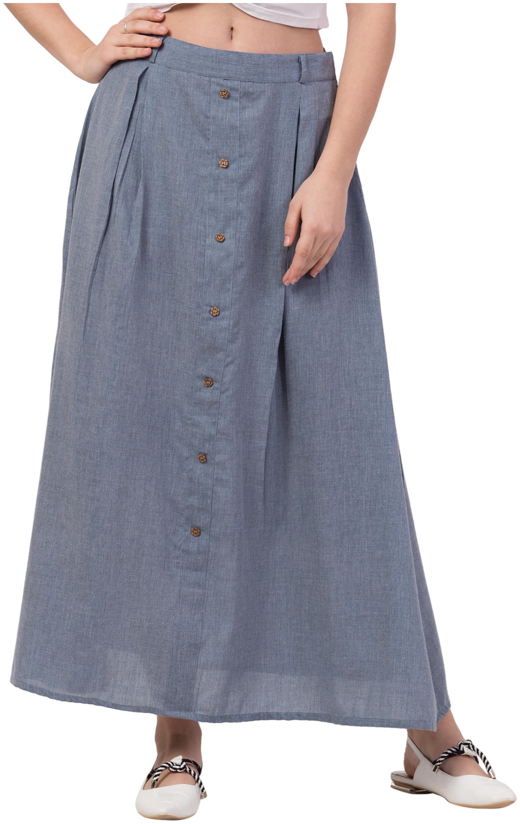 

IRIS FASHIONS Solid A-line skirt Maxi Skirt - Blue