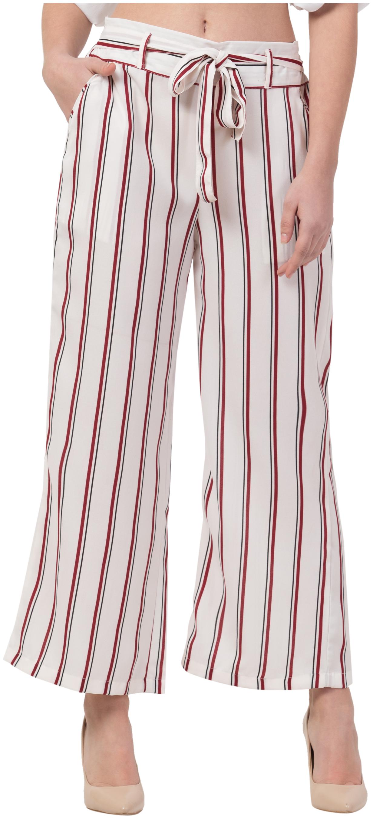 

IRIS FASHIONS White Striped Straight Palazzo