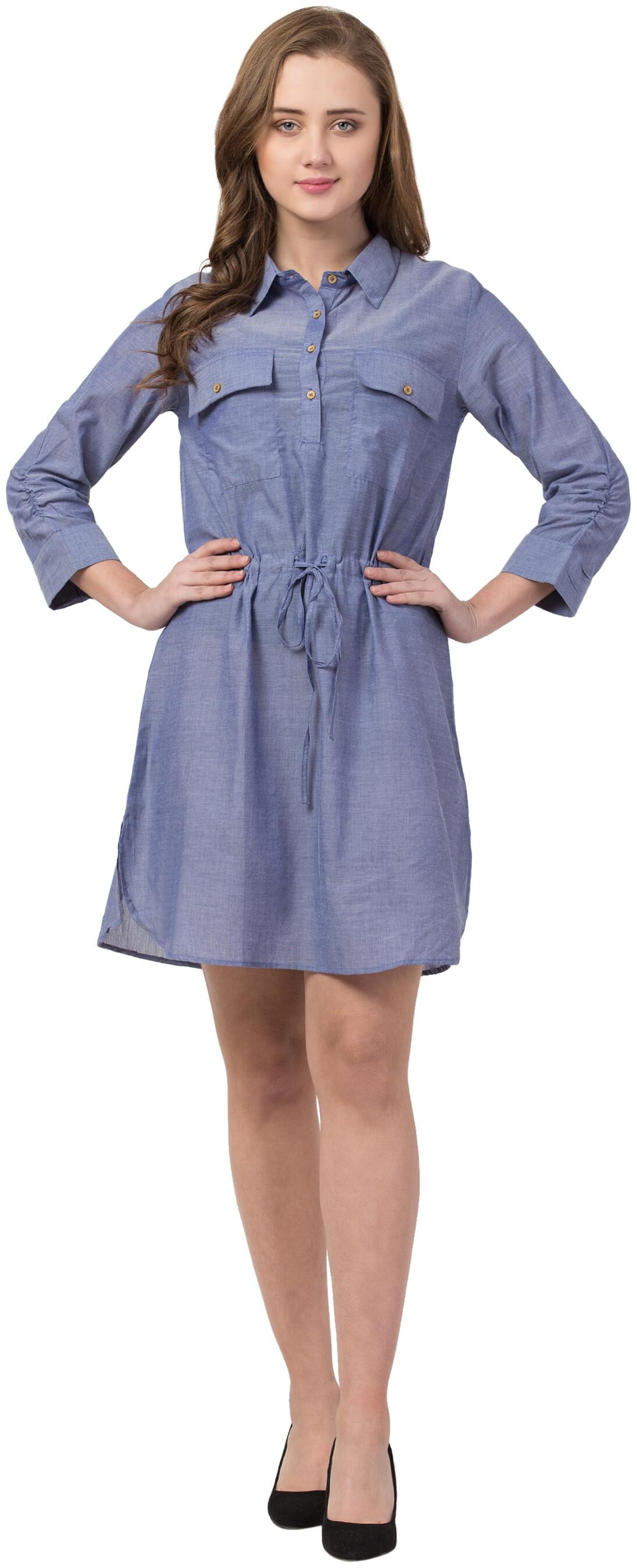 

IRIS FASHIONS Blue Solid Shirt dress