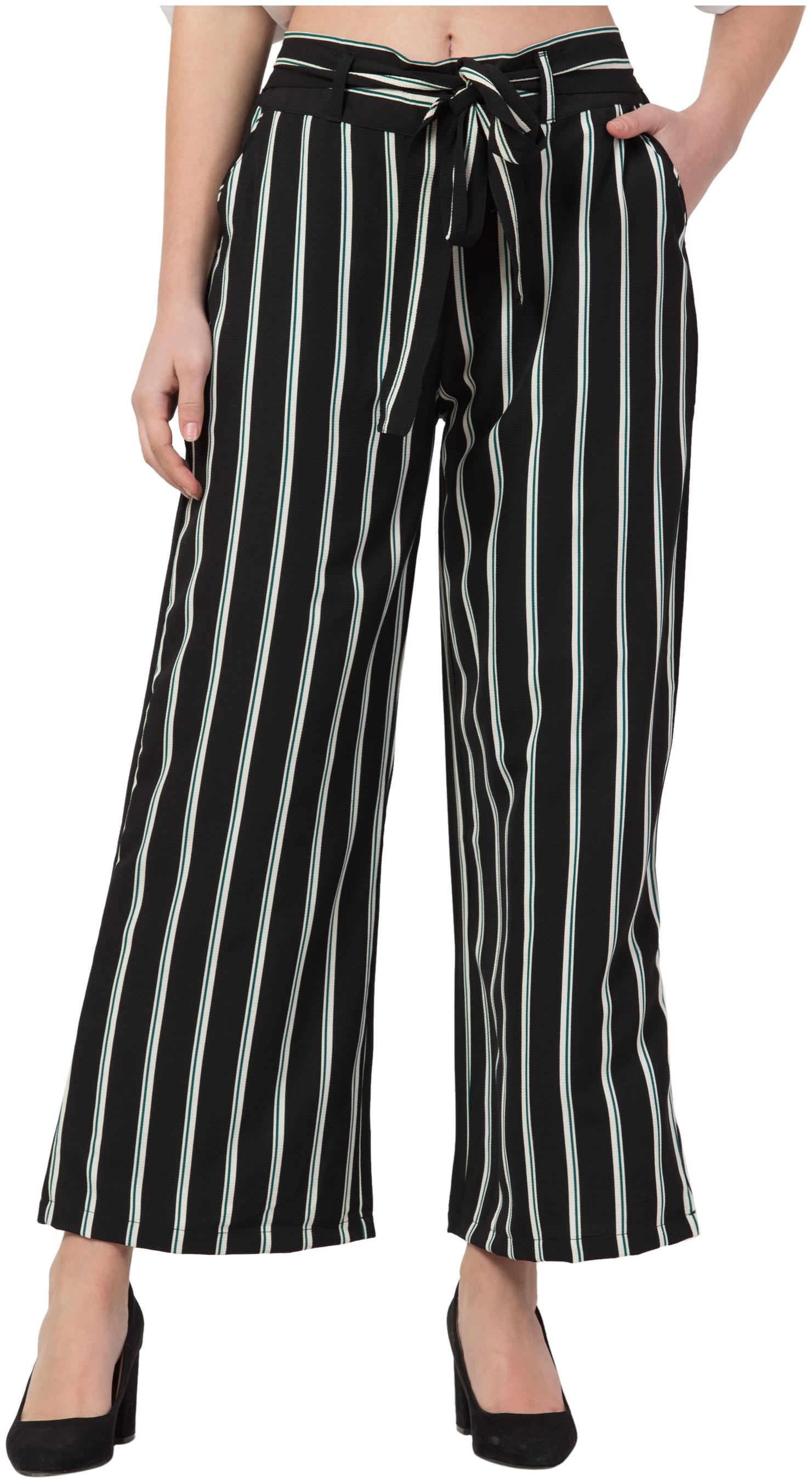 

IRIS FASHIONS Black Striped Straight Palazzo