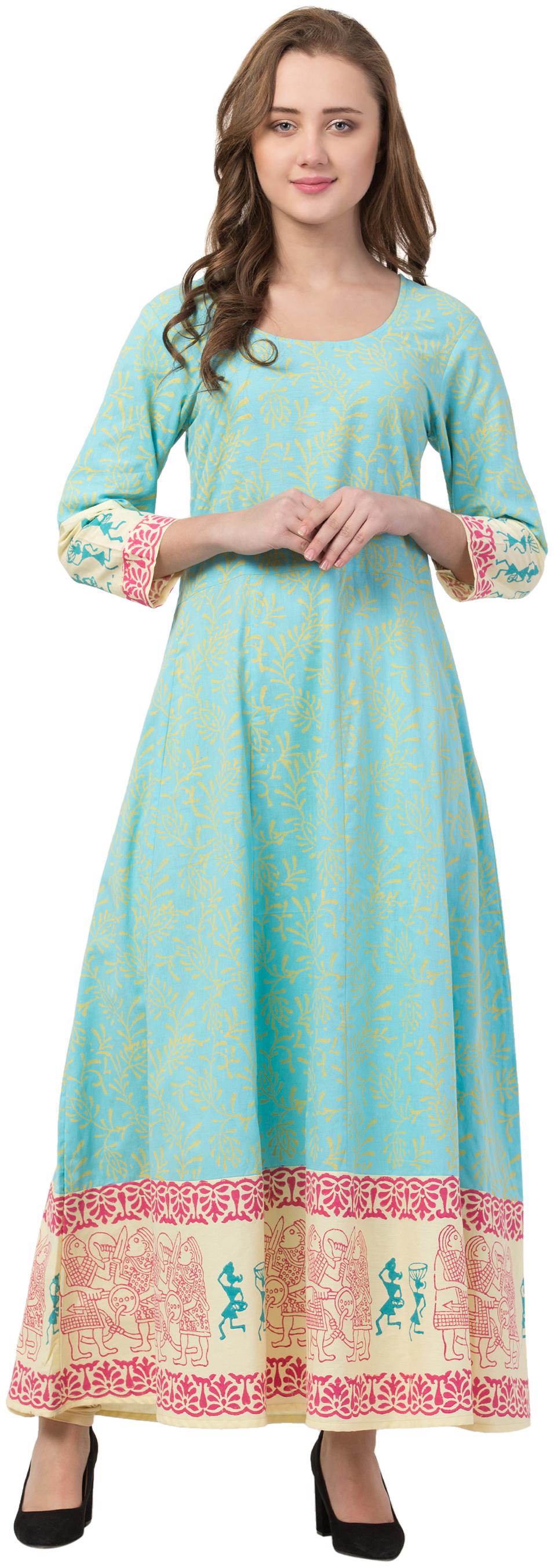 

IRIS FASHIONS Women Blue Printed Anarkali Kurta