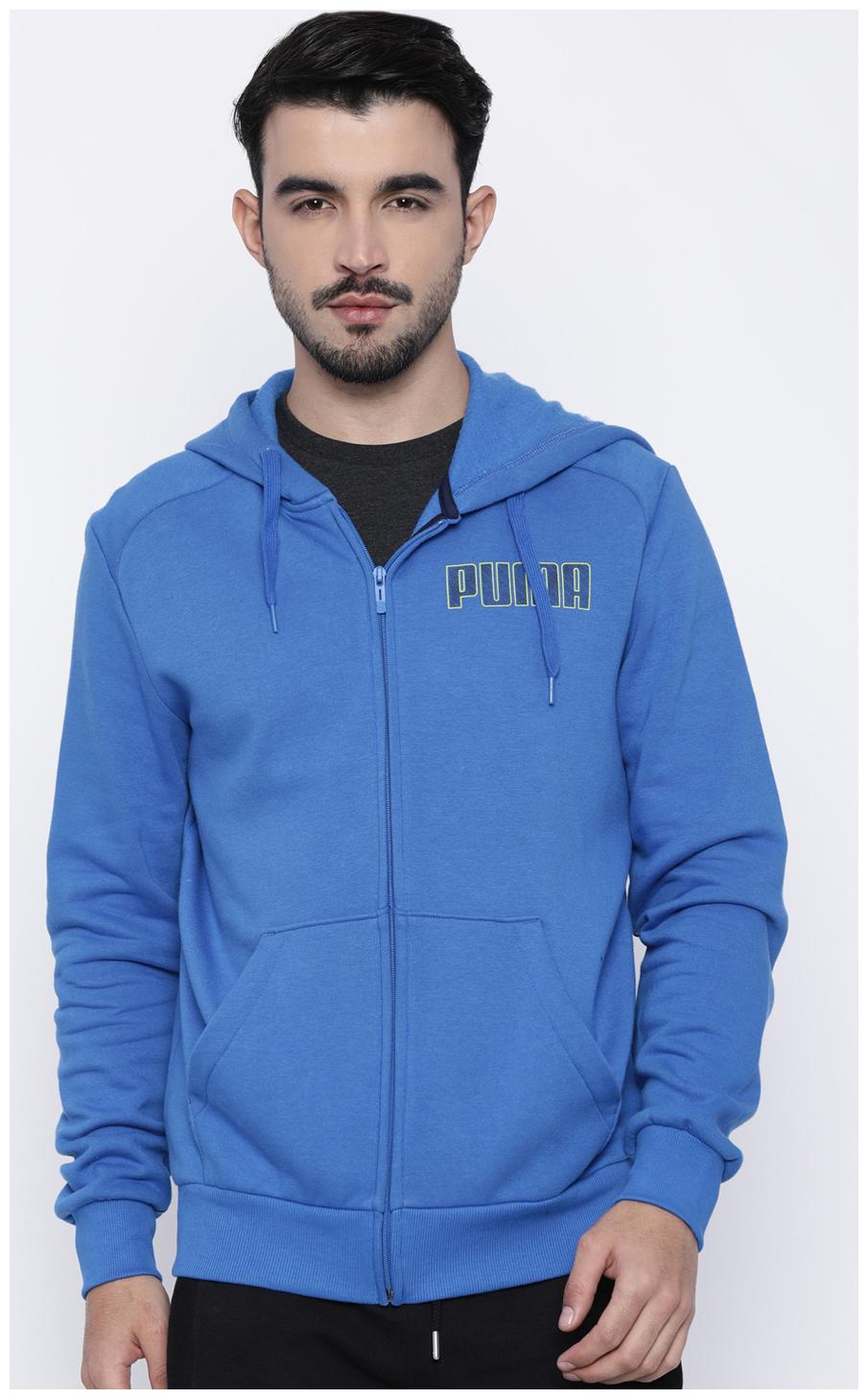 

Puma Men Blue Black Solid Regular Fit Hooded Track Suit